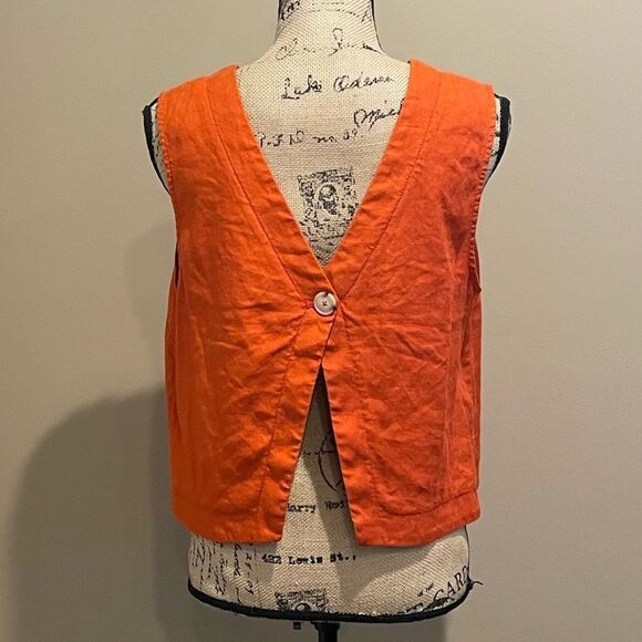NWT Anthropologie Maeve Orange Button Back Crop Top Medium #062 - Picture 5 of 5